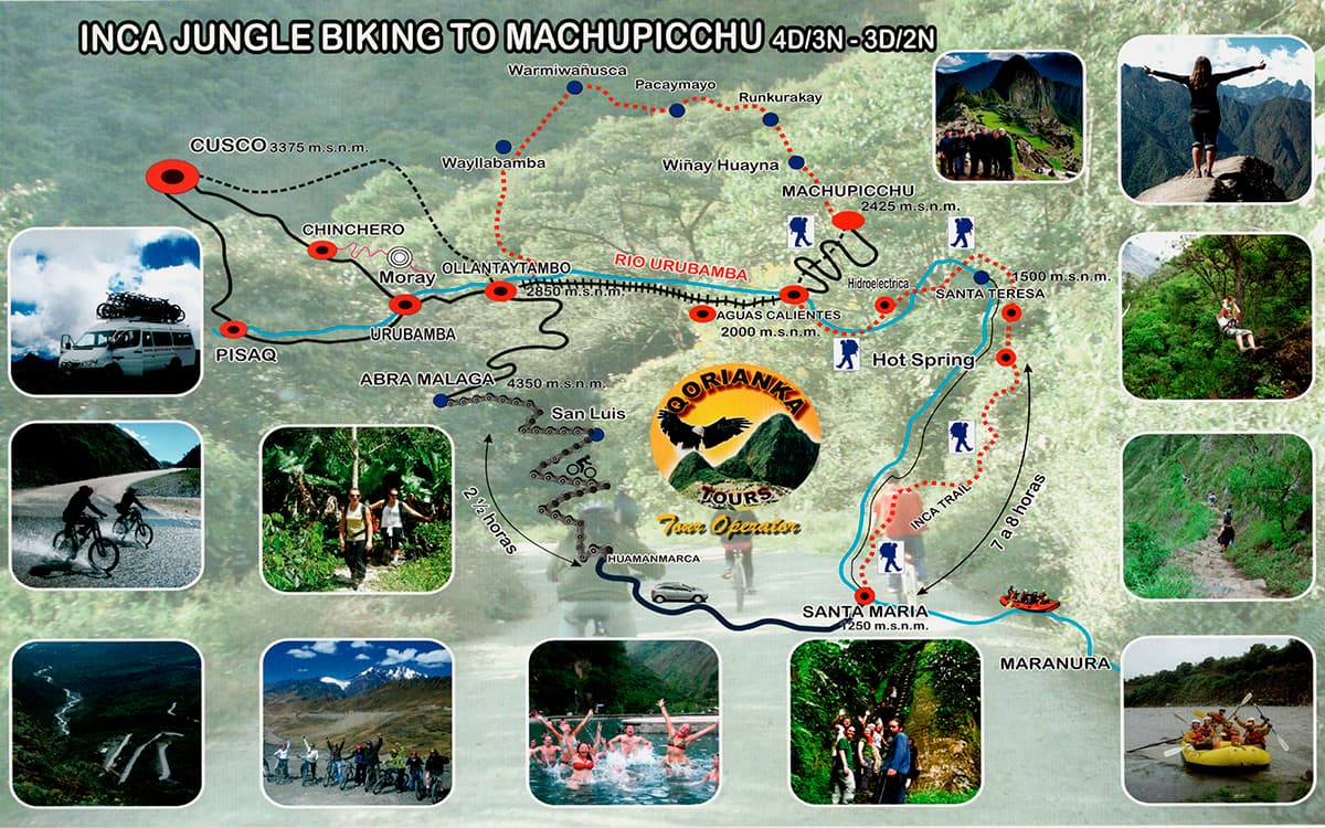 map-inca-jungle-to-machu-picchu-4D-4N-qorianka-tours
