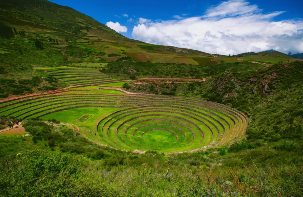 Moray, Incan circular terraces in Peru's Sacred Valley for agricultural experiments.