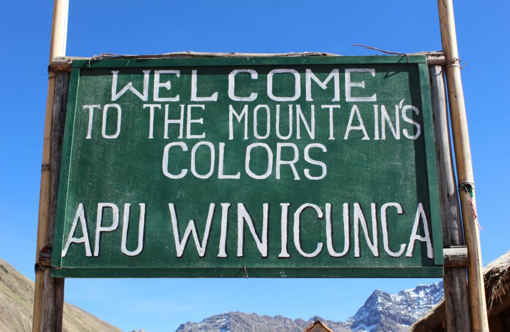 Sign at the Rainbow Mountain's entrance.